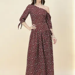 aayu Women Floral Print One Shoulder Maxi Dress-picture-11