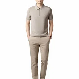 r.code by the roadster life co. R.Code by The Roadster Lifestyle Co. Men Self Design Polo Collar T-shirt image 2