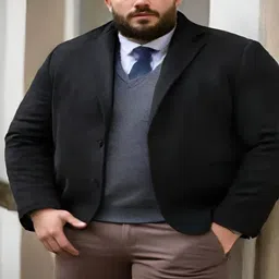 ASFashion Notched Lapel Single Breasted Cotton Blazer-image-84