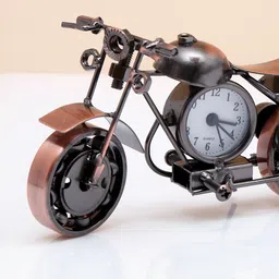 Archies Copper-Toned Motorcycle Clock Showpiece image 2