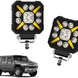 auto pearl 4 Inch Square Luminous X-Shaped Auxiliary Amber DRL Spot Light for Car A168 Back Up Lamp Car LED (12 V, 30 W)-picture-11