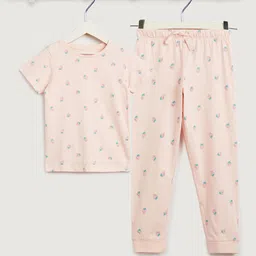Juniors by Babyshop Girls Berries Printed Pure Cotton T-shirt With Pyjamas-picture-24