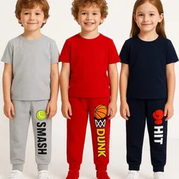Kaff Kids Pack Of 3 Typo-Printed Mid-Rise Joggers-picture-24