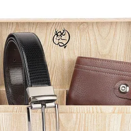 SAZARA Men Reversible Belt And Wallet Gift Set image 5