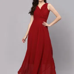 aayu Women V-Neck Sleeveless Pleated Detail Wrap Maxi Dress-picture-19