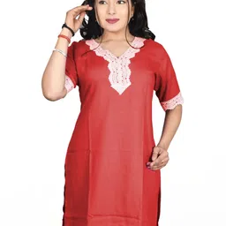 Naida Women Ethnic Motifs Embroidered Thread Work V-Neck Kurti-picture-19