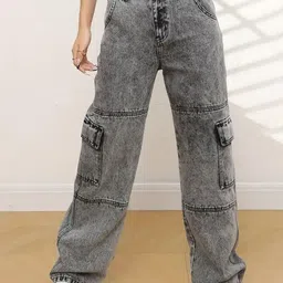 DressBerry Women Comfort Wide Leg High-Rise Light Fade Acid Wash Stretchable Jeans-image-52