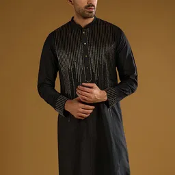 KALKI Fashion Men Embroidered Regular Thread Work Kurta with Trousers image 3