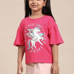 Kids Ville Girls Graphic Printed Round Neck Cotton T-shirt-picture-46