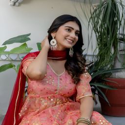 ftDiva Women Floral Embroidered Anarkali Kurta with Palazzos & Dupatta-picture-30