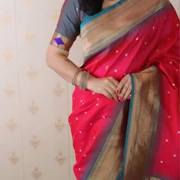 all about you Woven Design Zari Silk Blend Bandhani Saree image 3