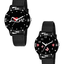 JUST LIKE Unisex Pack Of 2 Printed Dial Analogue Watch haf-bk-blue Brown Avio-picture-32