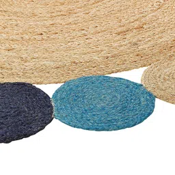 Art Avenue Duster Beige & Blue Textured Round Floor Jute Carpet image 4