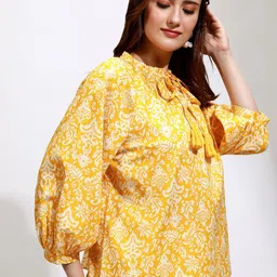 Tokyo Talkies Women Ethnic Motifs Printed Tie-Up Neck Cotton Top image 4