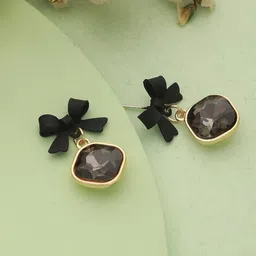 VAGHBHATT Gold-Plated Artificial Stones Studded Geometric Drop Earrings-image-46
