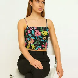 R.Code by The Roadster Life Co. Floral Print Styled Back Crop Top-image-53