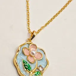 SAPRAA TRENDS Gold-Plated American Diamonds Studded Floral Shaped Anti Tarnish Pendant-picture-22