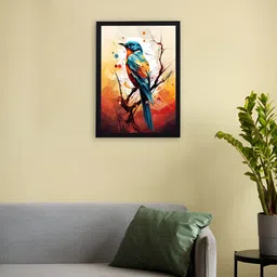 Giftii Blue & Orange Colored Printed Wooden Framed Wall Art image 3