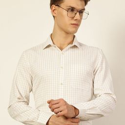 Thomas Scott Men Smart Spread Collar Gingham Checked Cotton Formal Shirt-picture-18