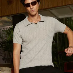 Campus Sutra Men Self Design Polo Collar Cotton T-shirt-picture-35