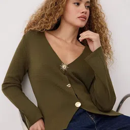 Trendyol Women V-Neck Long Sleeves Cardigan-image-58