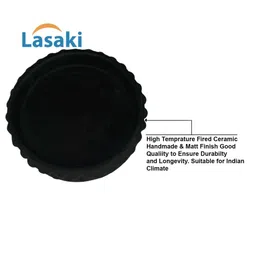 LASAKI Bubble 2Pcs Black Ceramic Lightweight Round Big Flower Planter Trays image 5