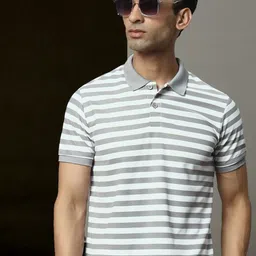 OGEN Men Striped Polo Collar Pockets T-shirt-image-33