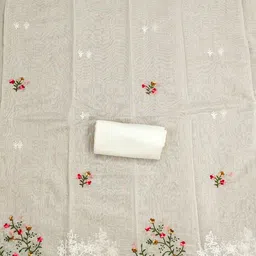 Panzora Embroidered Chanderi Cotton Unstitched Dress Material image 2