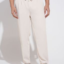 SHOWOFFFF Men Loose Fit Cotton Pleated Trousers-picture-7