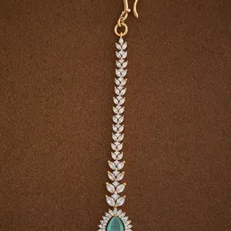 Kushal's Fashion Jewellery Gold-Plated Zircon Studded Maang Tikka Head Jewellery-picture-58