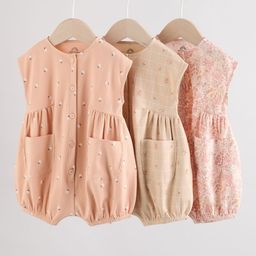NEXT Infant Kids Set Of 3 Printed Pure Cotton Rompers-picture-25