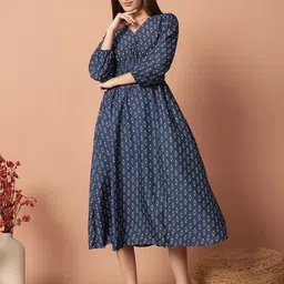 Raiyani Fashion Women Ethnic Printed Empire Midi Dress-picture-40