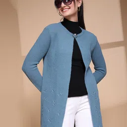 Juelle Women Embroidered Open Front Longline Shrug image 5