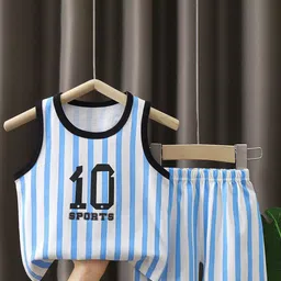 StyleCast x Revolte Boys Striped Round Neck Pure Cotton T-shirt With Shorts-picture-11