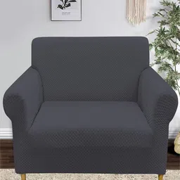 HOUSE OF QUIRK Solid Jacquard Double Seater Sofa Cover With Arms image 2