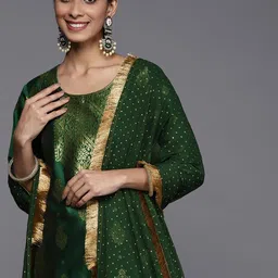 KSUT Women Ethnic Motifs Woven Design Kurta With Trousers & Dupatta-image-23