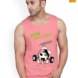 SLOWLORIS Pack Of 2 Printed Round Neck Sleeveless Bio-Wash Cotton Gym Vests-picture-27