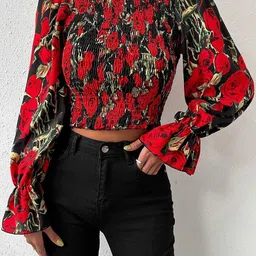 Stylecast X Slyck Floral Printed High Neck Top image 3