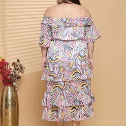 theRebelinme Women Plus Size Printed Off-Shoulder Layered A-Line Midi Dress image 2