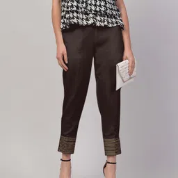 FLOREOS Women Textured Embroidered Comfort Easy Wash Trousers-image-24