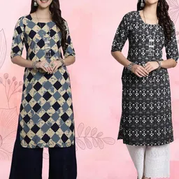 Ethnic basket Women Pack Of 2 Multicoloured Crepe Kurtas-image-39