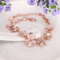 TheVineGirl Women Cubic Zirconia Rose Gold-Plated Charm Bracelet image 3