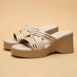 ERIDANI Women Striped Wedge Sandals-image-63