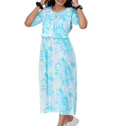 Modest Materna Tie and Dye Printed Maternity A-Line Midi Dress image 3