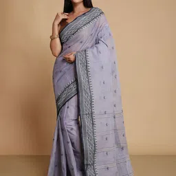 WoodenTant Woven Design Pure Cotton Taant Saree-image-57