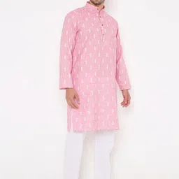 Maharaja Ethnic Motifs Woven Design Band Collar Long Sleeve Cotton & Linen Kurta image 5