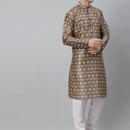 NEUDIS Men Grey Printed Kurta image 3