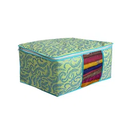 Kuber Industries 5 Pcs Green & Blue Printed Saree Organisers image 3