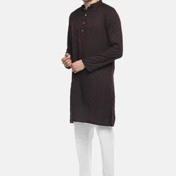 indus route by Pantaloons Men Black Checked Woven Design Kurta image 4