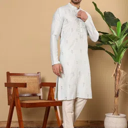 MULTI SHADES Men Ethnic Motifs Embellished Thread Work Kurta image 3